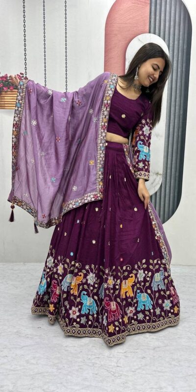 PC 545 Wine Vichitra Silk Lehenga Choli with Lace Border & Lace Work. Special Price ₹3249. Delivery 4-6 Working Days. Shop now. | Lehenga, Bollywood Lehenga, Creative Lehenga, Designer Lehenga, Embroidered Lehenga, Party Wear Lehenga