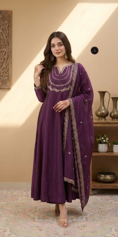 MF 912 Wine Color Vichitra Silk Gown with Sequence Work Designer Work. Get it for ₹1799. Delivery 4-6 Working Days. Shop now. | Gowns, Bollywood Gowns, Creative Gowns, Designer Gowns, Embroidered Gowns, Party Wear Gowns