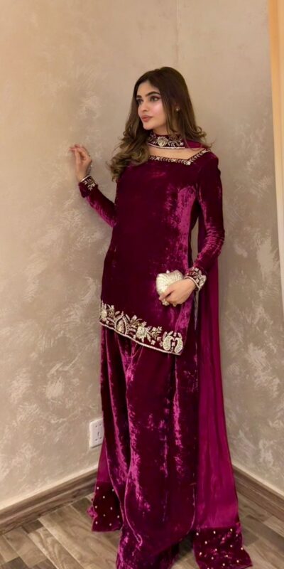 KD 1545 Wine Viscose Velvet Salwar Suit Perfect for Wedding, Party, Makar Sankranti, Housewarming, Family Gatherings – . Now at just ₹2049. Delivery 4- | Jump Suits, Salwar suit, Casual Suits, Creative suits, Designer Suits, Palazzo Suits, Party Wear Suits, Patiala Suits, Straight Suits