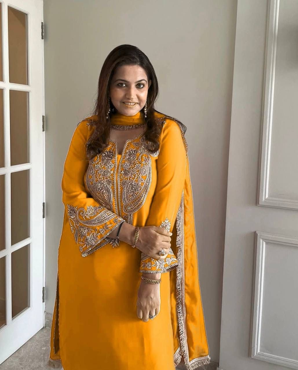 ZSR 3097 Yellow Pure Chinnon Silk With Embroidery Sequence Work With Full Sleeve Salwar Suit Wedding, Party, Festive, Events Exclusive Offer ₹1899. D | Jump Suits, Tops & Bottoms, Track Suits, Salwar suit, Casual Suits, Creative suits, Designer Suits, Palazzo Suits, Party Wear Suits, Patiala Suits, Straight Suits, Trendy Wear