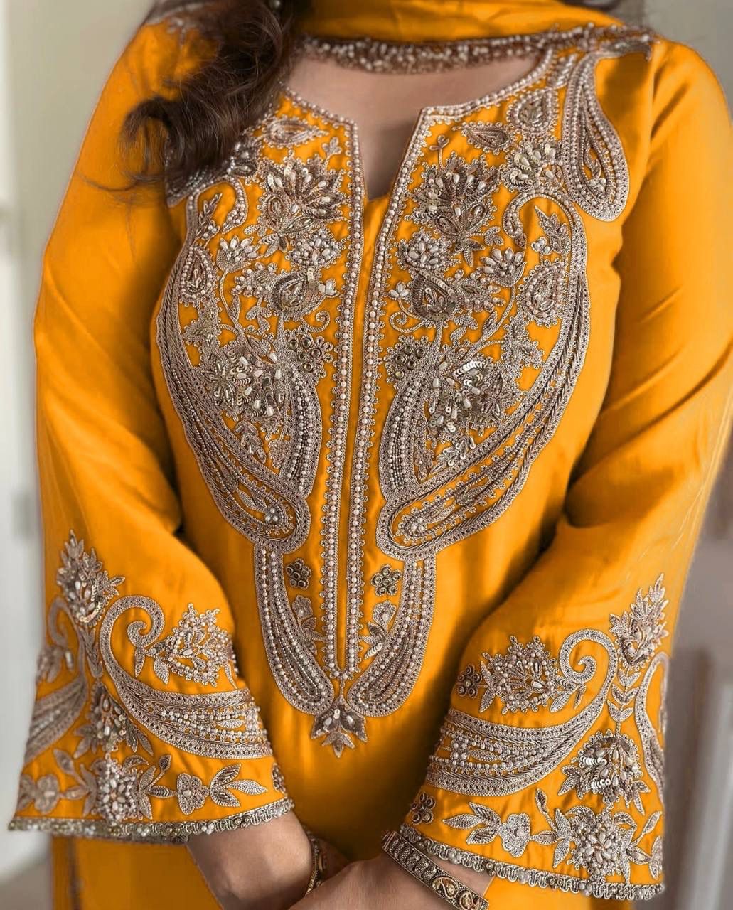 ZSR 3097 Yellow Pure Chinnon Silk With Embroidery Sequence Work With Full Sleeve Salwar Suit Wedding, Party, Festive, Events Exclusive Offer ₹1899. D | Jump Suits, Tops & Bottoms, Track Suits, Salwar suit, Casual Suits, Creative suits, Designer Suits, Palazzo Suits, Party Wear Suits, Patiala Suits, Straight Suits, Trendy Wear