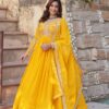 KA 1147 Yellow in Color Faux Blooming Embroidery Work & Zari Work Gown . Grab it for ₹2049. Delivery 4-6 Working Days. Shop now. | Gowns, Bollywood Gowns, Creative Gowns, Designer Gowns, Embroidered Gowns, Party Wear Gowns