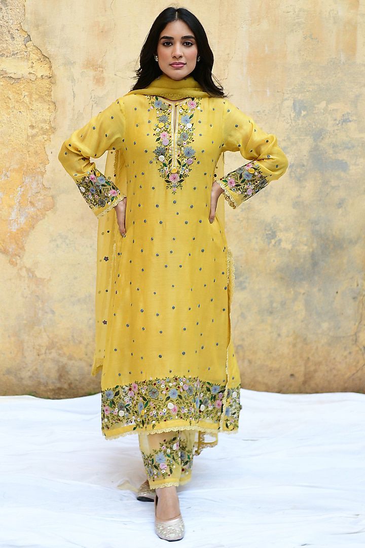 NSR 862 Yellow Faux Georgette Slawar Suit with Embroidery Work & Lace Work. Introductory Price ₹2149. Delivery 4-6 Working Days. Shop now. | Jump Suits, Tops & Bottoms, Track Suits, Salwar suit, Casual Suits, Creative suits, Designer Suits, Palazzo Suits, Party Wear Suits, Patiala Suits, Straight Suits, Trendy Wear