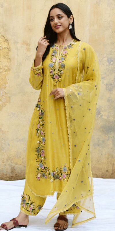 NSR 862 Yellow Faux Georgette Slawar Suit with Embroidery Work & Lace Work. Introductory Price ₹2149. Delivery 4-6 Working Days. Shop now. | Jump Suits, Tops & Bottoms, Track Suits, Salwar suit, Casual Suits, Creative suits, Designer Suits, Palazzo Suits, Party Wear Suits, Patiala Suits, Straight Suits, Trendy Wear
