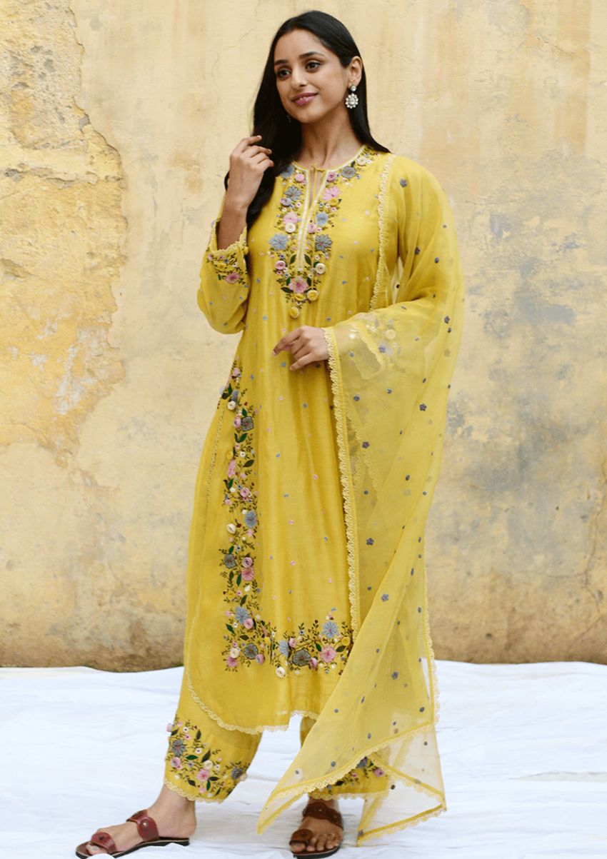 NSR 862 Yellow Faux Georgette Slawar Suit with Embroidery Work & Lace Work. Introductory Price ₹2149. Delivery 4-6 Working Days. Shop now. | Jump Suits, Tops & Bottoms, Track Suits, Salwar suit, Casual Suits, Creative suits, Designer Suits, Palazzo Suits, Party Wear Suits, Patiala Suits, Straight Suits, Trendy Wear