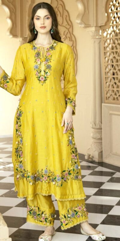 NSR 862 Yellow Faux Georgette Slawar Suit with Embroidery Work & Lace Work. Introductory Price ₹2149. Delivery 4-6 Working Days. Shop now. | Jump Suits, Tops & Bottoms, Track Suits, Salwar suit, Casual Suits, Creative suits, Designer Suits, Palazzo Suits, Party Wear Suits, Patiala Suits, Straight Suits, Trendy Wear