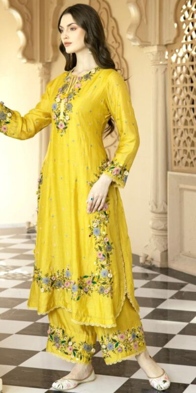 NSR 862 Yellow Faux Georgette Slawar Suit with Embroidery Work & Lace Work. Introductory Price ₹2149. Delivery 4-6 Working Days. Shop now. | Jump Suits, Tops & Bottoms, Track Suits, Salwar suit, Casual Suits, Creative suits, Designer Suits, Palazzo Suits, Party Wear Suits, Patiala Suits, Straight Suits, Trendy Wear