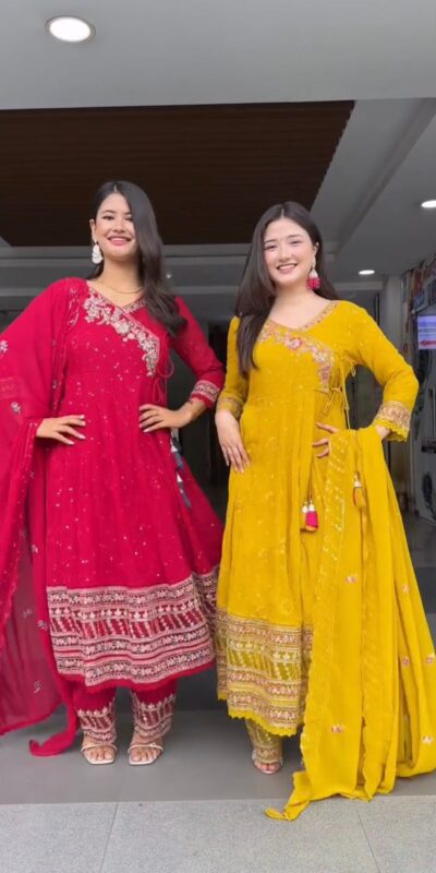 ST 1138 Yellow in Color Faux Georgette Embroidery Work Salwar Suit . Festive Deal ₹2099. Delivery 4-6 Working Days. Shop now. | Jump Suits, Tops & Bottoms, Track Suits, Salwar suit, Casual Suits, Creative suits, Designer Suits, Palazzo Suits, Party Wear Suits, Patiala Suits, Straight Suits, Trendy Wear