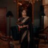 Black Space Silk With Multi Color Sequins Work Saree
