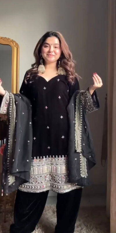 ₹2399 | KD 1571 Black Color Velvet With Sequence Work Salwar Suit . Online Exclusive Offer ₹2399. Delivery 4-6 Working Days. Shop now. | Jump Suits, Salwar suit, Casual Suits, Creative suits, Designer Suits, Palazzo Suits, Party Wear Suits, Patiala Suits, Straight Suits