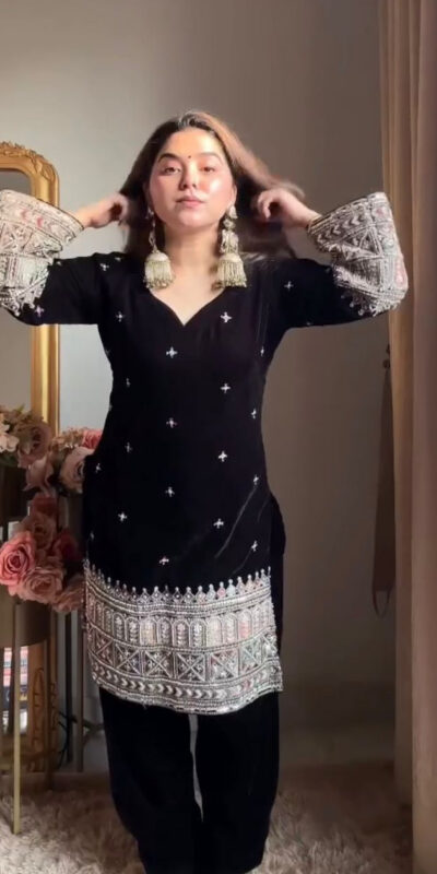 ₹2399 | KD 1571 Black Color Velvet With Sequence Work Salwar Suit . Online Exclusive Offer ₹2399. Delivery 4-6 Working Days. Shop now. | Jump Suits, Salwar suit, Casual Suits, Creative suits, Designer Suits, Palazzo Suits, Party Wear Suits, Patiala Suits, Straight Suits