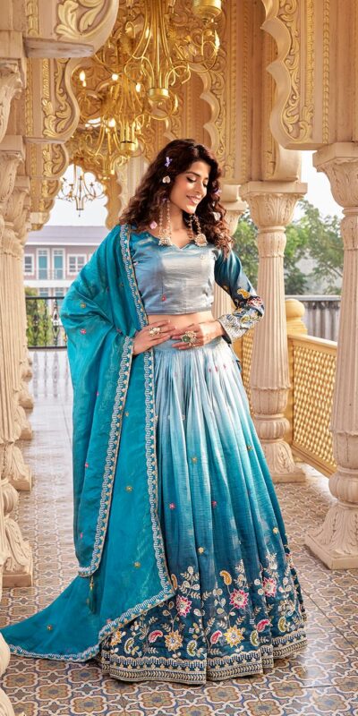 ₹2649 | Ram 159 Blue Gold Crush Lehenga Choli Perfect for Wedding, Party, Ethnic Day, Karwa Chauth, Sangeet – . Special Price ₹2649. Delivery 4-6 Working Days. | Lehenga, Bollywood Lehenga, Creative Lehenga, Designer Lehenga, Embroidered Lehenga, Party Wear Lehenga