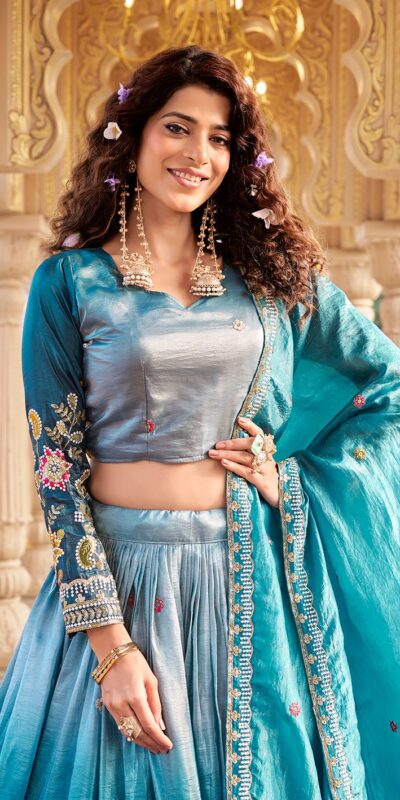 ₹2649 | Ram 159 Blue Gold Crush Lehenga Choli Perfect for Wedding, Party, Ethnic Day, Karwa Chauth, Sangeet – . Special Price ₹2649. Delivery 4-6 Working Days. | Lehenga, Bollywood Lehenga, Creative Lehenga, Designer Lehenga, Embroidered Lehenga, Party Wear Lehenga