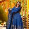 NF 1264 Blue Natural Crap Silk Anarkali Suit with Embroidery Work. Available at ₹3049 only. Delivery 4-6 Working Days. Shop now. | Anarkali Suits, Bollywood Anarkali, Creative-Anarkali, Designer Anarkali, Embroidered Anarkali, Party Wear Anarkali