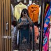 Blue Printed Chinon Lace Mirror Work Salwar Suit