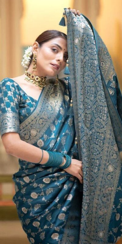 KPR 208 Blue in Color Soft Lichi Silk Designer Work Saree . Available at ₹1399 only. Delivery 4-6 Working Days. Shop now. | Sarees, Bollywood Sarees, Creative Sarees, Designer Sarees, Embroidered Sarees, Ethnic Saree, Modern Digital sarees, Party Wear Sarees