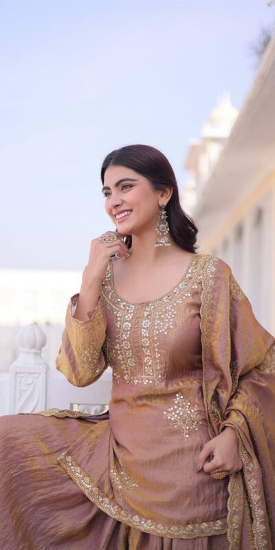 KA 1229 Brown Fendi Crush Salwar Suit Perfect for Wedding, Party, Onam, Temple Visit, Traditional Day – . Best Price ₹2399. Delivery 4-6 Working Days. | Jump Suits, Salwar suit, Casual Suits, Creative suits, Designer Suits, Palazzo Suits, Party Wear Suits, Patiala Suits, Straight Suits