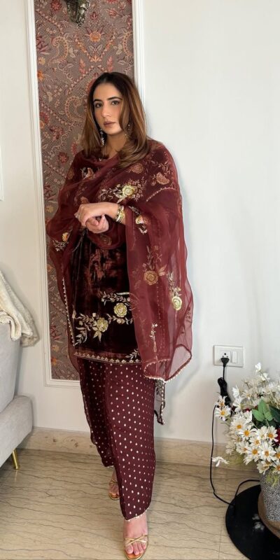 ₹2149 | MF 488 Brown Viscose Velvet Salwar Suit. Perfect for Wedding, Party, Lohri, Makar Sankranti, Engagement – Affordable Price ₹2149. Delivery 4-6 Workin | Jump Suits, Salwar suit, Casual Suits, Creative suits, Designer Suits, Palazzo Suits, Party Wear Suits, Patiala Suits, Straight Suits