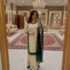 Cream Faux Georgette Sequence Hand Work Salwar Suit