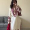 Cream Natural Crep Embroidery Work Salwar Suit