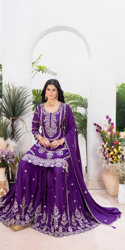 ₹2149 | ND 5033 Dark Purple Chinon Silk Salwar Suit with Embroidery Work & Lace Work. Affordable Price ₹2149. Delivery 4-6 Working Days. Shop now. | Jump Suits, Salwar suit, Casual Suits, Creative suits, Designer Suits, Palazzo Suits, Party Wear Suits, Patiala Suits, Straight Suits