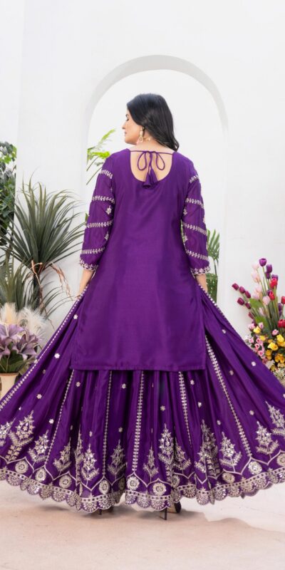 ₹2149 | ND 5033 Dark Purple Chinon Silk Salwar Suit with Embroidery Work & Lace Work. Affordable Price ₹2149. Delivery 4-6 Working Days. Shop now. | Jump Suits, Salwar suit, Casual Suits, Creative suits, Designer Suits, Palazzo Suits, Party Wear Suits, Patiala Suits, Straight Suits