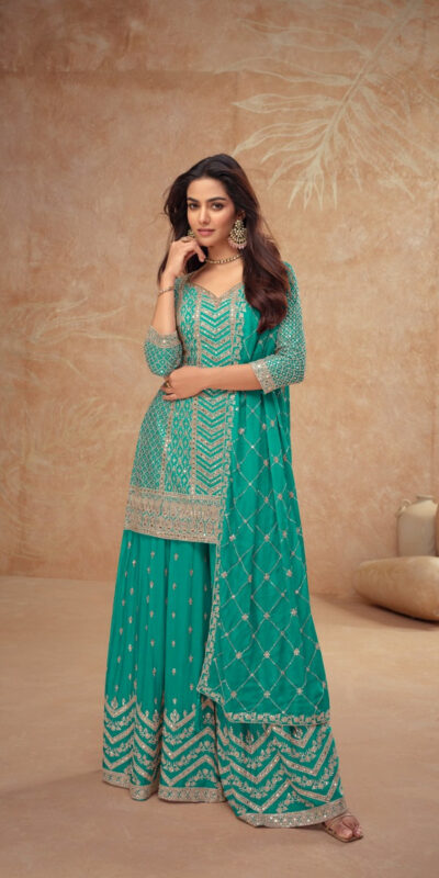 FC 7518 Firozi Chinon Salwar Suit Perfect for Wedding, Party, Diwali, Durga Puja, Temple Visit – . Festive Deal ₹3099. Delivery 4-6 Working Days. | Jump Suits, Salwar suit, Casual Suits, Creative suits, Designer Suits, Palazzo Suits, Party Wear Suits, Patiala Suits, Straight Suits