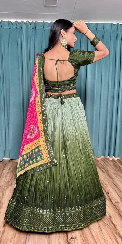 ₹3649 | FB H60 Green Color Chinon Silk Sequins Work Lehenga Choli . Introductory Price ₹3649. Delivery 4-6 Working Days. Shop now. | Lehenga, Bollywood Lehenga, Creative Lehenga, Designer Lehenga, Embroidered Lehenga, Party Wear Lehenga