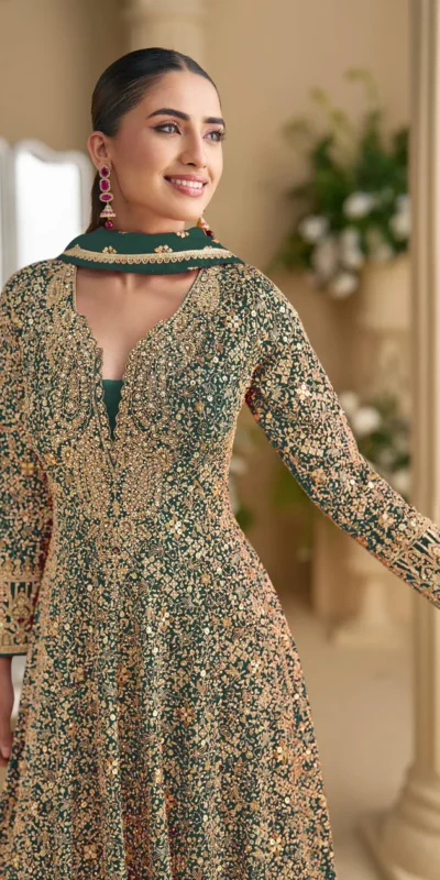 ₹3649 | FC 5807 Green Color Georgette Thread Sequence Work Salwar Suit . Introductory Price ₹3649. Delivery 4-6 Working Days. Shop now. | Jump Suits, Salwar suit, Casual Suits, Creative suits, Designer Suits, Palazzo Suits, Party Wear Suits, Patiala Suits, Straight Suits