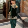 Green Viscose Velvet Thread Work Salwar Suit