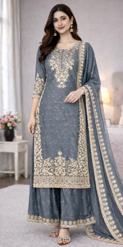 SSR 535 Grey Color in Organza Silk Embroidery Work Salwar Suit . Available at ₹2399 only. Delivery 4-6 Working Days. Shop now. | Jump Suits, Salwar suit, Casual Suits, Creative suits, Designer Suits, Palazzo Suits, Party Wear Suits, Patiala Suits, Straight Suits