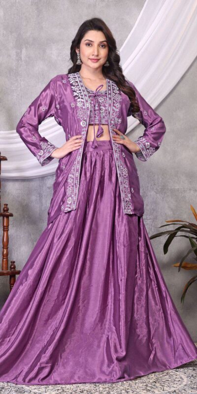 BB 02 Lavender Chinon Silk Lehenga Choli with Embroidery Work & Sequins Work. Available at ₹1999 only. Delivery 4-6 Working Days. Shop now. | Lehenga, Bollywood Lehenga, Creative Lehenga, Designer Lehenga, Embroidered Lehenga, Party Wear Lehenga