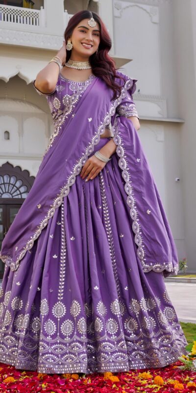 Ram 154 Lavender Color Crap Silk Lehenga Choli with Embroidery Work. Now at just ₹2549. Delivery 4-6 Working Days. Shop now. | Lehenga, Bollywood Lehenga, Creative Lehenga, Designer Lehenga, Embroidered Lehenga, Party Wear Lehenga
