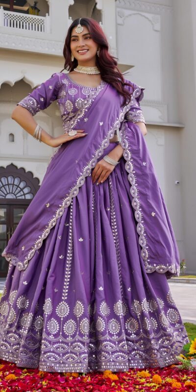 Ram 154 Lavender Color Crap Silk Lehenga Choli with Embroidery Work. Now at just ₹2549. Delivery 4-6 Working Days. Shop now. | Lehenga, Bollywood Lehenga, Creative Lehenga, Designer Lehenga, Embroidered Lehenga, Party Wear Lehenga