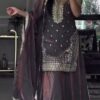 Lavender Fandy Silk Embroidery Lace Work Salwar Suit