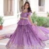 Lavender Gold Crush Embroidery Work Lehenga Choli