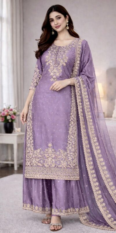 SSR 535 Lavender in Organza Silk Embroidery Work Salwar Suit . Available at ₹2399 only. Delivery 4-6 Working Days. Shop now. | Jump Suits, Salwar suit, Casual Suits, Creative suits, Designer Suits, Palazzo Suits, Party Wear Suits, Patiala Suits, Straight Suits