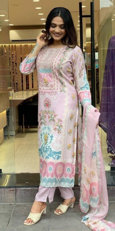 ₹1749 | DC G22 Light Pink in Maslin Digital Print Salwar Suit . Wedding, Party, Festive, Events, Introductory Price ₹1749. Delivery 4-6 Working Days. Shop now. | Jump Suits, Salwar suit, Casual Suits, Creative suits, Designer Suits, Palazzo Suits, Party Wear Suits, Patiala Suits, Straight Suits