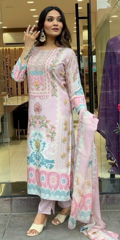 ₹1749 | DC G22 Light Pink in Maslin Digital Print Salwar Suit . Wedding, Party, Festive, Events, Introductory Price ₹1749. Delivery 4-6 Working Days. Shop now. | Jump Suits, Salwar suit, Casual Suits, Creative suits, Designer Suits, Palazzo Suits, Party Wear Suits, Patiala Suits, Straight Suits