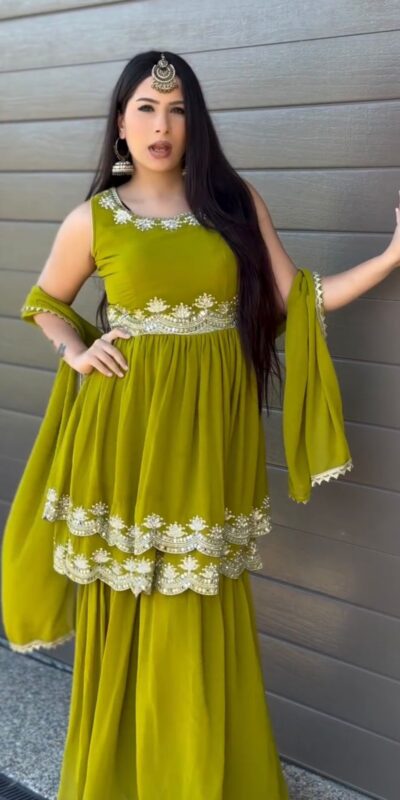 RTC 5860 Mahendi Color Faux Georgette Salwar with Lace Work. Affordable Price ₹1999. Delivery 4-6 Working Days. Shop now. | Jump Suits, Salwar suit, Casual Suits, Creative suits, Designer Suits, Palazzo Suits, Party Wear Suits, Patiala Suits, Straight Suits