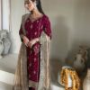 Maroon Georgette Sequence Work Salwar Suit