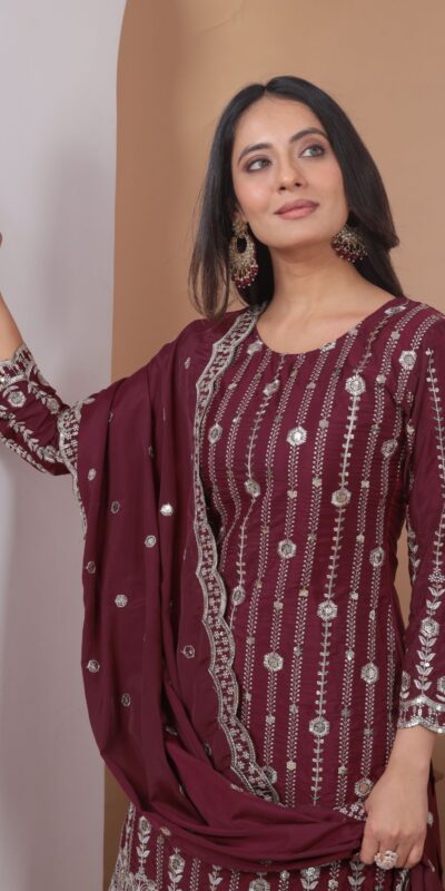 ₹2399 | FE 126 Maroon Color Natural Crap Salwar Suit with Embroidery Work. Special Price ₹2399. Delivery 4-6 Working Days. Shop now. | Jump Suits, Salwar suit, Casual Suits, Creative suits, Designer Suits, Palazzo Suits, Party Wear Suits, Patiala Suits, Straight Suits