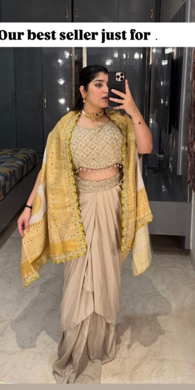 ₹2599 | BB 53 Mustered Crap Silk Dhoti Suit. Perfect for Wedding, Party, Anniversary, Holi, Temple Visit – Available at ₹2599 only. Delivery 4-6 Working Days. | Jump Suits, Salwar suit, Casual Suits, Creative suits, Designer Suits, Palazzo Suits, Party Wear Suits, Patiala Suits, Straight Suits