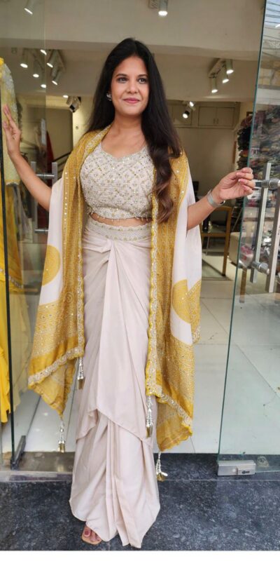 ₹2599 | BB 53 Mustered Crap Silk Dhoti Suit. Perfect for Wedding, Party, Anniversary, Holi, Temple Visit – Available at ₹2599 only. Delivery 4-6 Working Days. | Jump Suits, Salwar suit, Casual Suits, Creative suits, Designer Suits, Palazzo Suits, Party Wear Suits, Patiala Suits, Straight Suits
