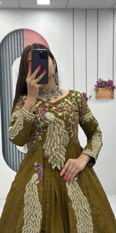 PC 528 Mustered Vichitra Sequence Work Lehenga Choli Designer Work. Grab it for ₹2649. Delivery 4-6 Working Days. Shop now. | Lehenga, Bollywood Lehenga, Creative Lehenga, Designer Lehenga, Embroidered Lehenga, Party Wear Lehenga