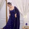 Navy Blue Fendy Silk Sequence Border Work Salwar Suit