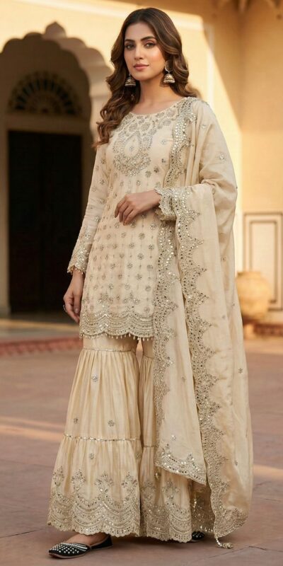 ₹2499 | MF 459 Off White Chinon Silk Sequence Work Salwar Suit. Online Affordable Price ₹2549. Delivery 4-6 Working Days. Shop now. | Jump Suits, Salwar suit, Casual Suits, Creative suits, Designer Suits, Palazzo Suits, Party Wear Suits, Patiala Suits, Straight Suits