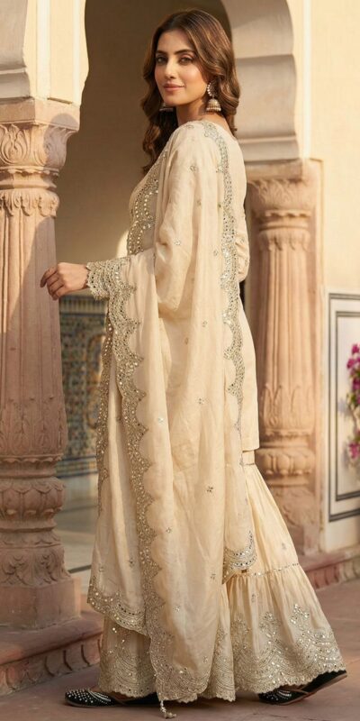 ₹2499 | MF 459 Off White Chinon Silk Sequence Work Salwar Suit. Online Affordable Price ₹2549. Delivery 4-6 Working Days. Shop now. | Jump Suits, Salwar suit, Casual Suits, Creative suits, Designer Suits, Palazzo Suits, Party Wear Suits, Patiala Suits, Straight Suits