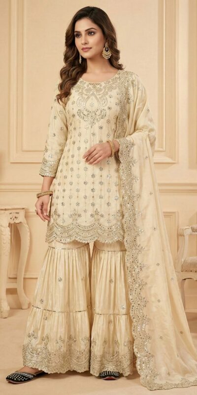 ₹2499 | MF 459 Off White Chinon Silk Sequence Work Salwar Suit. Online Affordable Price ₹2549. Delivery 4-6 Working Days. Shop now. | Jump Suits, Salwar suit, Casual Suits, Creative suits, Designer Suits, Palazzo Suits, Party Wear Suits, Patiala Suits, Straight Suits