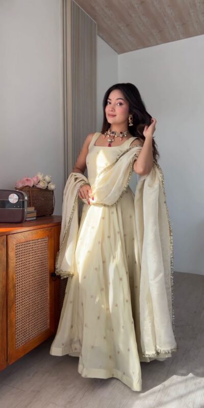 SRK 5325 Off White in Cosmos Embroidery Work & Lace Work Salwar Suit Gold. Available at ₹2099 only. Delivery 4-6 Working Days. Shop now. | Jump Suits, Salwar suit, Casual Suits, Creative suits, Designer Suits, Palazzo Suits, Party Wear Suits, Patiala Suits, Straight Suits